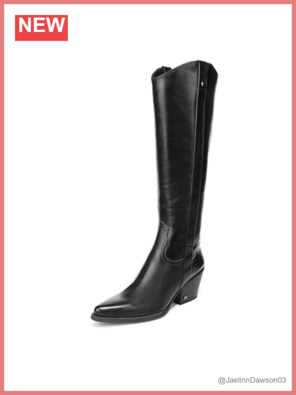 Sam Edelman Wyatt Western Tall Boots Leather Knee High Heeled Zip Pointed Toe